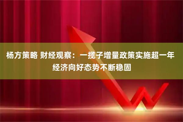 杨方策略 财经观察：一揽子增量政策实施超一年 经济向好态势不断稳固