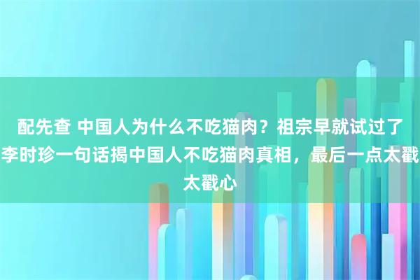 配先查 中国人为什么不吃猫肉？祖宗早就试过了！李时珍一句话揭中国人不吃猫肉真相，最后一点太戳心